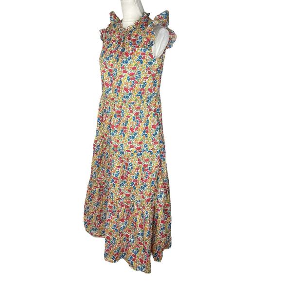 J. Crew Tiered Midi Dress in Liberty Poppy and Daisy Print Ruffle Detail Size XS - Picture 4 of 8
